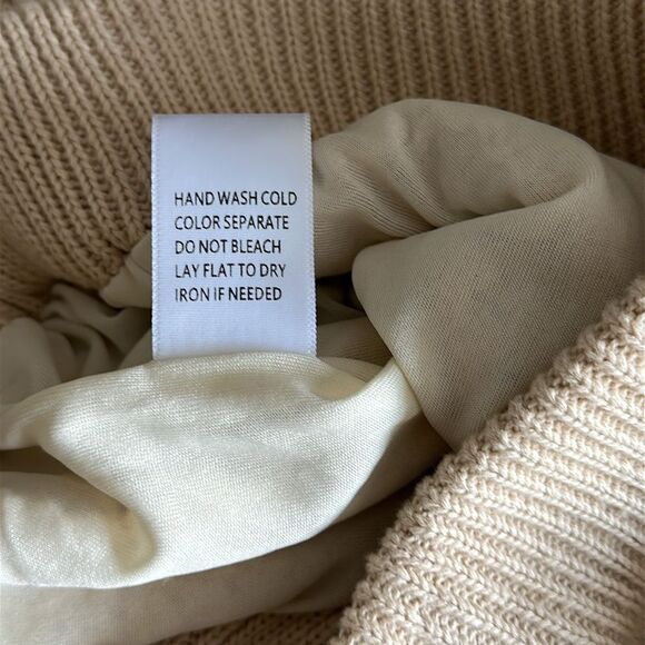 NWT Vestique Beige Knit Midi Skirt with Fringe Hem Side Slit Size L 100% Cotton - Picture 12 of 12